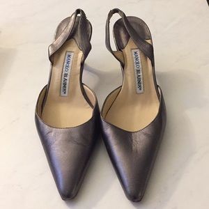 Manolo Blahnik Gunmetal Slingbacks